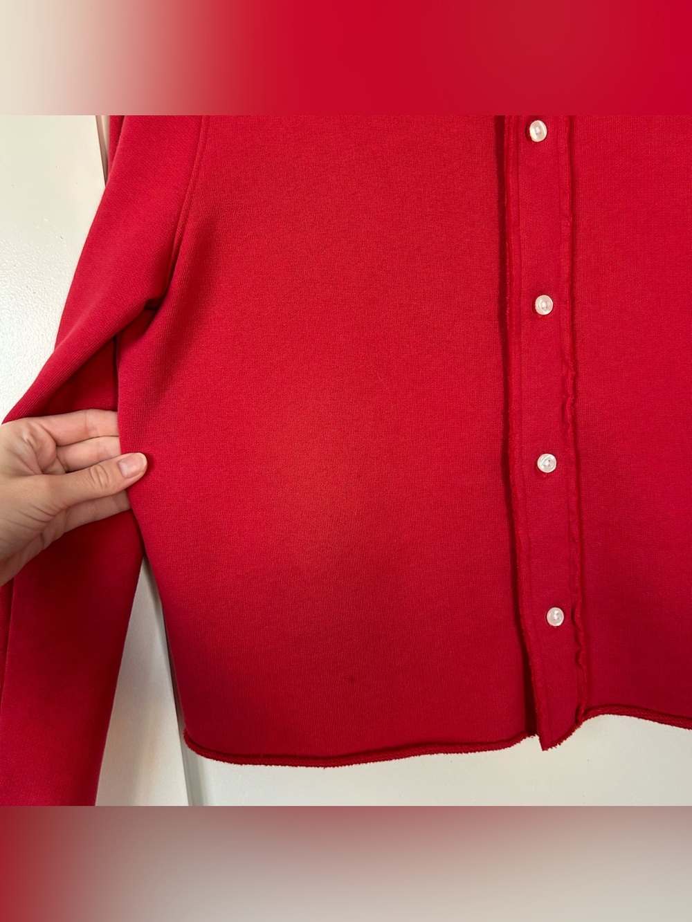 Frank & Eileen Jackie Sweatshirt Cardigan in Cherry Size Small - Picture 5 of 8